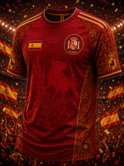 Herren T-Shirt Kurzarm Fußball Spanien Fan
