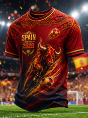 Men's Gift For Spain Soccer Fans Print Casual Tee
