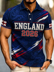 Herren Polo-Shirt mit England-Aufdruck für UK-Fußballfans