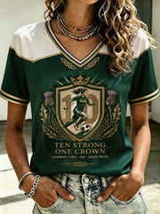 Damen-T-Shirt mit grünem Fußball-Liebhaber-Kunstdruck