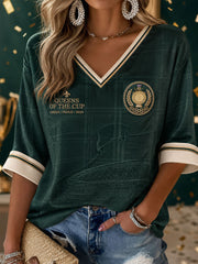 Damen-T-Shirt mit Kunst-Print „Fußball-Liebhaberin“ in Grün