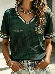 Damen T-Shirt mit grünem Fußball-Liebhaber-Kunstdruck