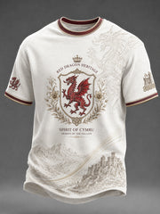 Herren T-Shirt mit walisischem Drachen-Print