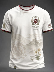 Herren T-Shirt mit walisischem Drachen-Aufdruck