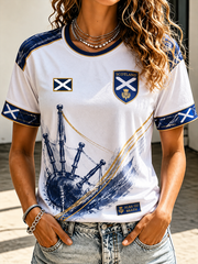 Bedrucktes kurzärmeliges T-Shirt für Damen mit Schottland-Motiv