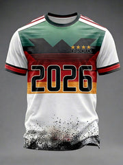 Herren T-Shirt mit Deutschland-Fußballfan-Print, Kurzarm