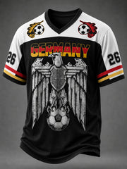 Men's Germany Football Fan Print V-Neck T-Shirt