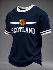 Herren T-Shirt mit Schottland-Kunst-Print, kurzärmlig