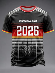 Herren T-Shirt mit Deutschland-Fußballfan-Print und kurzen Ärmeln