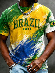 Herren Brasilien Fußball Fan Geschenk Kurzarm T-Shirt