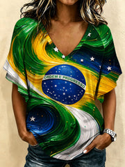 Geschenk für Frauen, Brasilien Fußballfan, Kurzarm-T-Shirt