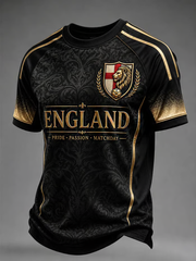 Herren T-Shirt mit England-Aufdruck, kurzärmelig, für Fußballliebhaber
