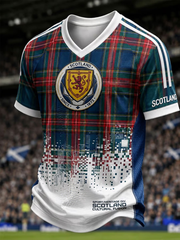 Herren Großbritannien Fußball-Liebhaber Schottland Bedrucktes V-Ausschnitt T-Shirt