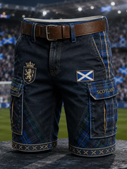 Bedruckte Schotten-Shorts für Herren, Liebhaber des britischen Fußballs