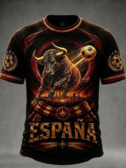 Herren Spanien Fußball-Fan T-Shirt Kurzarm