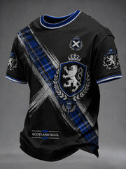Herren T-Shirt mit Schottland-Kunst-Print, kurzärmlig