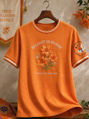 Damen T-Shirt mit Blumenmuster zum Orange Order Day am 14. Juli