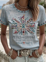 Damen-T-Shirt aus Leinen mit UK-PTSD-Awareness-Aufdruck