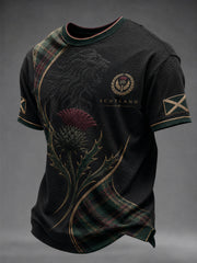Herren T-Shirt mit Schottland-Kunst-Print, kurzärmlig