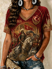 Türkische Damen-Fußball-V-Ausschnitt-T-Shirts