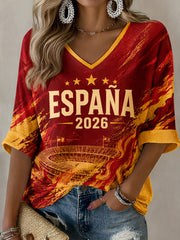 Spanien Frauenfußball-Print Freizeit-T-Shirt