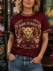 Damen England Lioness Football Lover Rosen Kunst Bedrucktes T-Shirt