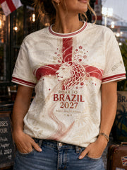 Damen England Lioness Fußball-Liebhaber Rosen Kunst bedrucktes T-Shirt
