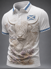 Herren-Polohemd mit Highland-Rind-Print