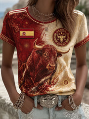 Spanien Fußball T-Shirt für Damen mit kurzen Ärmeln