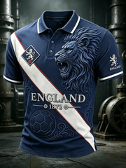 Herren Poloshirt England-Druck für Fußballliebhaber
