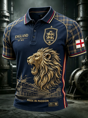 Herren-Poloshirt England-Aufdruck für Fußballliebhaber