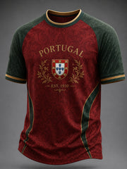 Herren bedrucktes lässiges T-Shirt mit kurzen Ärmeln der portugiesischen Fußballnationalmannschaft