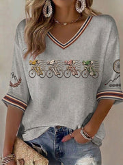 Damen Skelett Fahrrad Waffel-T-Shirt