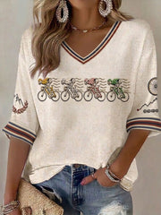 Damen Skelett Fahrrad Waffel-T-Shirt