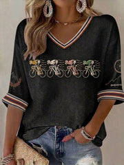 Damen Skelett Fahrrad Waffel-T-Shirt
