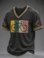Herren Radrennen V-Ausschnitt T-Shirt