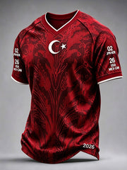 Türkische Herren-Fußball-V-Ausschnitt-T-Shirts