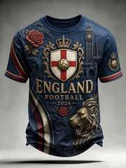 Herren Großbritannien Fußball-Liebhaber England bedrucktes Kurzarm-T-Shirt