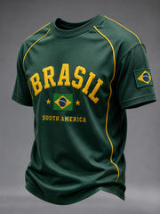 Herren Brasilien Fußballfan-Geschenk Kurzarm-T-Shirt