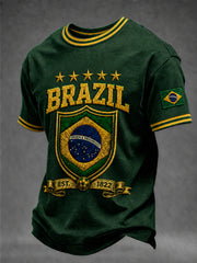 Herren Brasilien Fußball Fan Geschenk Kurzarm T-Shirt