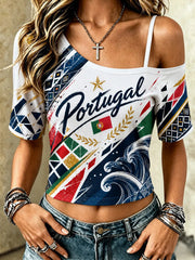 Damen T-Shirt mit Portugal-Fußballdruck