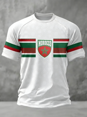 Herren Marokko Fußballliebhaber bedrucktes Kurzarm-T-Shirt