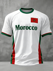 Herren Marokkanischer Fußballliebhaber bedrucktes Kurzarm-T-Shirt