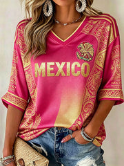 Damen T-Shirt mit Mexiko-Fußball-Liebhaber-Kunstmotiv
