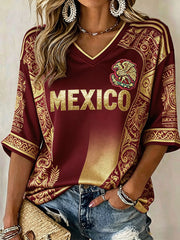 Damen T-Shirt mit Mexiko-Fußball-Liebhaber-Kunstmotiv
