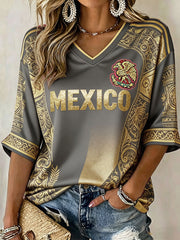 Damen T-Shirt mit Mexiko-Fußball-Liebhaber-Kunstmotiv