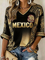 Damen T-Shirt mit Mexiko-Fußball-Liebhaber-Kunstmotiv