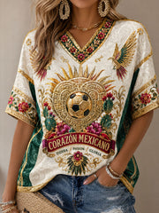 Damen T-Shirt mit Mexiko-Fußball-Fan-Motiv