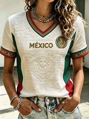 Damen T-Shirt mit Aufdruck „Mexico Football Lover Art“