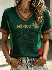 Damen T-Shirt mit Aufdruck „Mexico Football Lover Art“